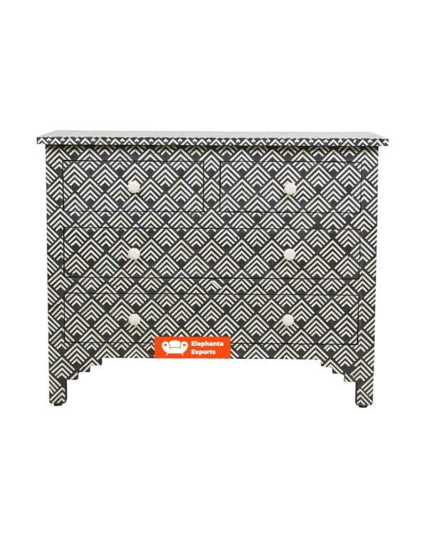 Black Bone Inlay Cuboid Chest of 4 Drawers