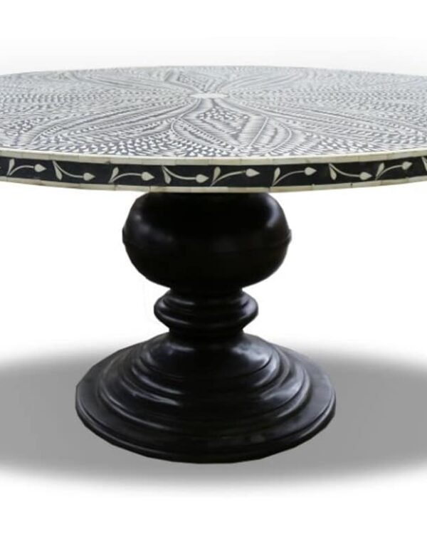 Bone Inlay Dining Table Leaf Black