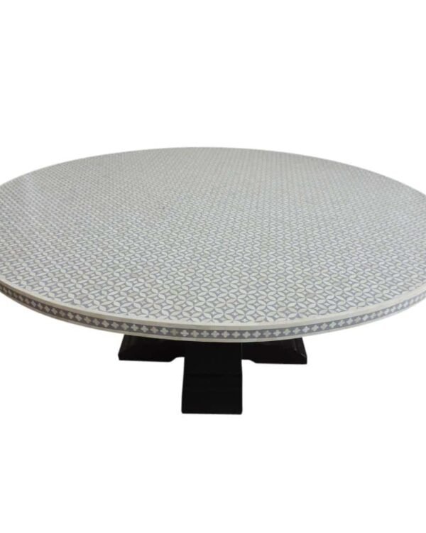 Bone Inlay Dining Table Geometric Grey