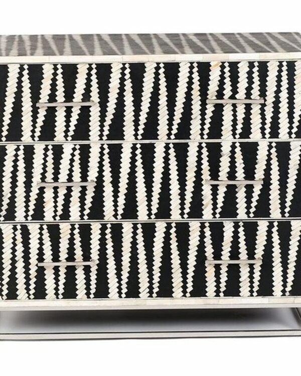Electric Design Bone Inlay Chest of 3 Drawers in Black & White