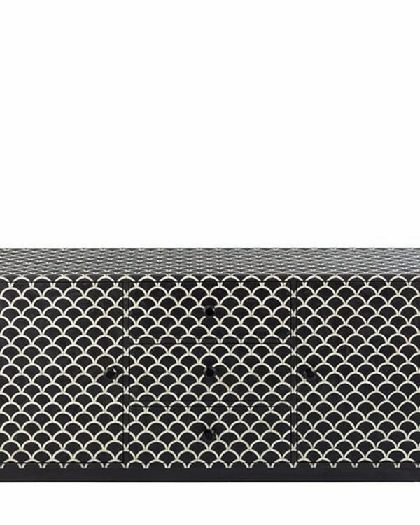 Buffet 2 Door 3 Drawer in Black/ Fish Scale Bone Inlay Sideboard