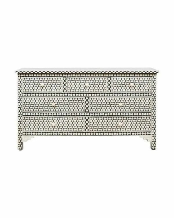 Black Bone Inlay Honeycomb 7 Drawer Chest