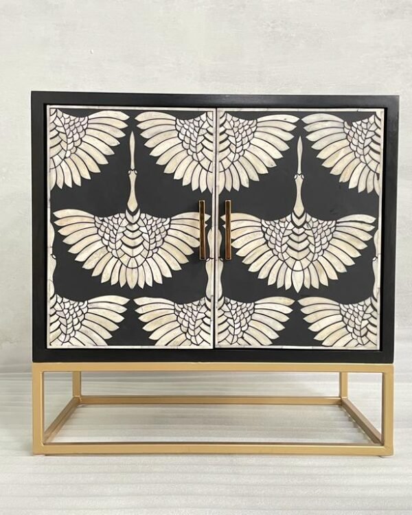 Handmade Bone Inlay Swan Cabinet