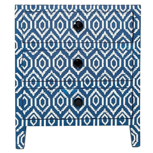 Ikat Bone Inlay Bedside