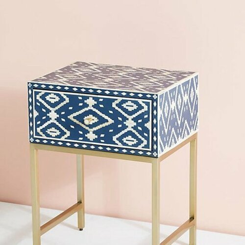 Ikat Bone Inlay Nightstand