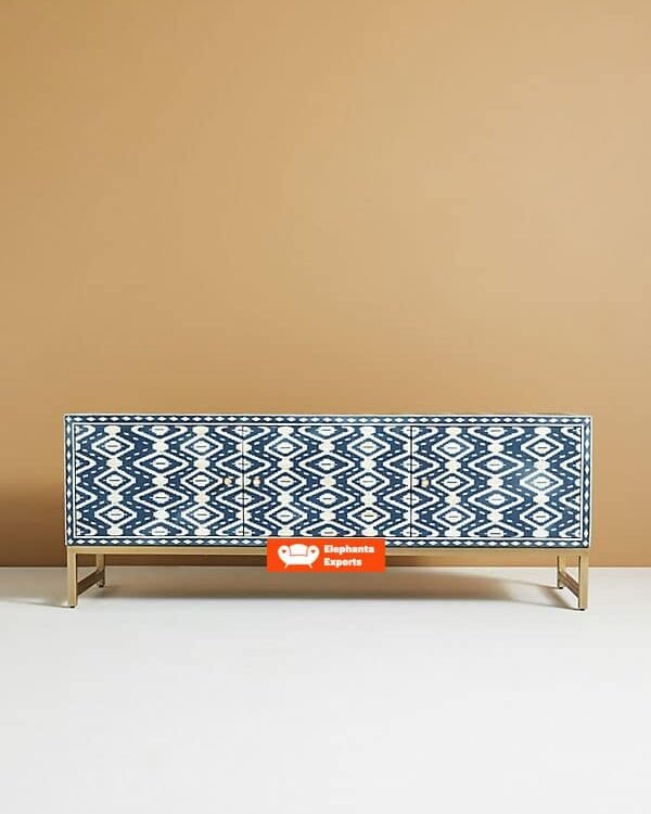 Ikat Bone Inlay Media Console in Blue