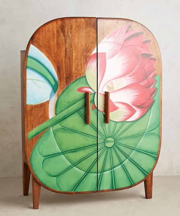 Hand painted Lotus Armoire