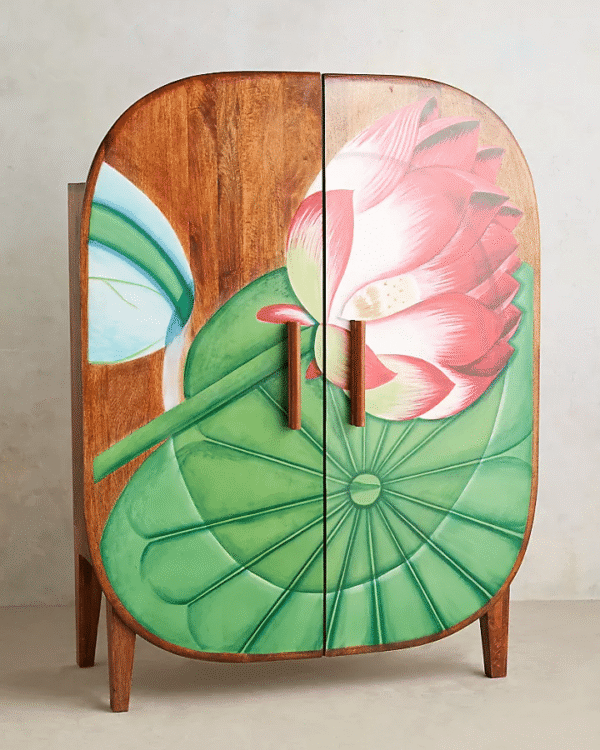 Hand painted Lotus Armoire