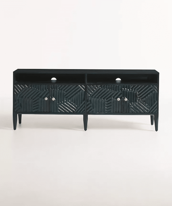 Handcarved Wooden Entertainment Unit / Media Console