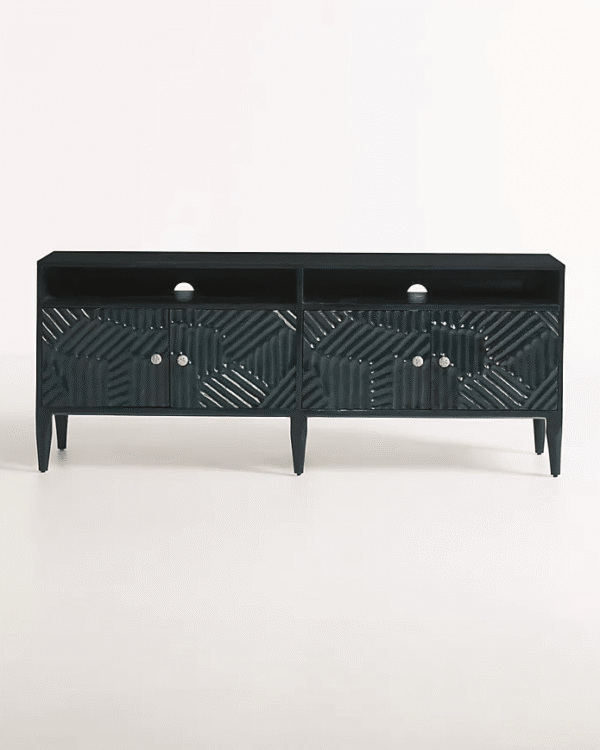 Handcarved Wooden Entertainment Unit / Media Console