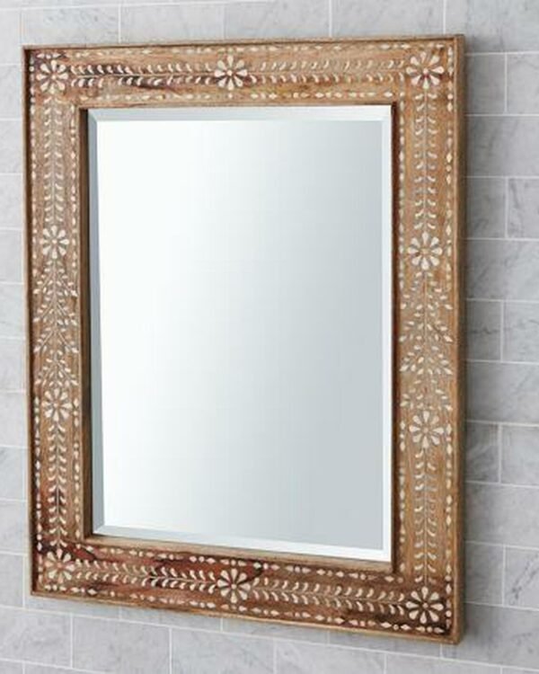 Teak and Bone Inlay Mirror