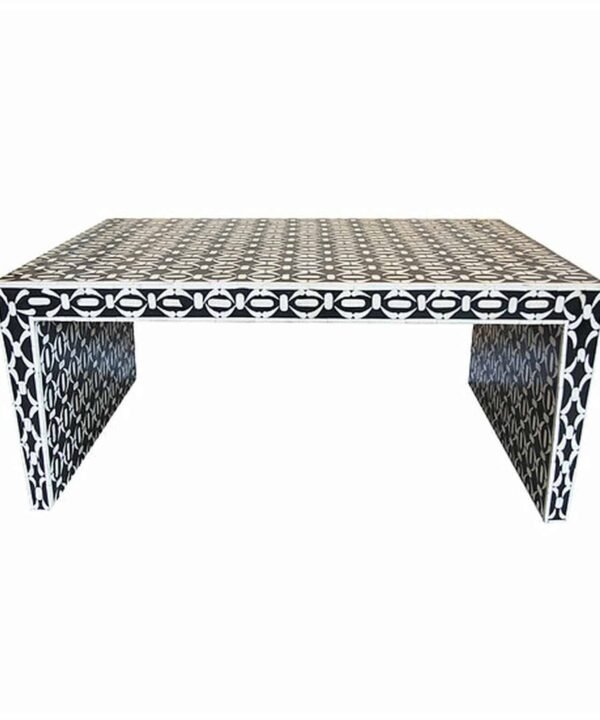 Bone Inlay Coffee table Geometric in Black and White