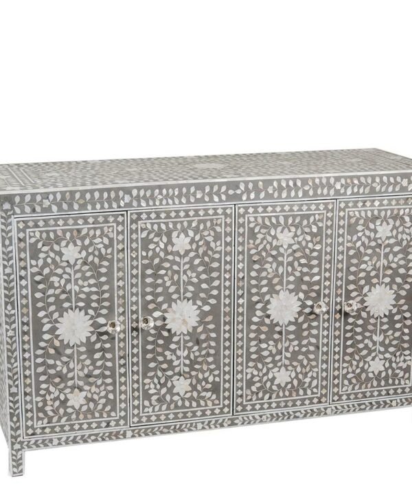 Buffet Table Mother of Pearl Floral Design in Grey