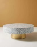 Geometric Mother of Pearl Inlay Coffee Table in Grey