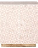 Geometric Design Mother of Pearl Cabinet with Brass Polished Base in Light Pink