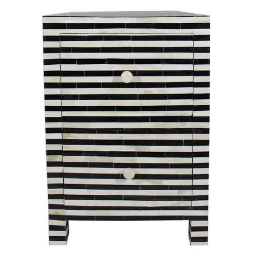 Monochrome Bedside Bone 2 Drawers