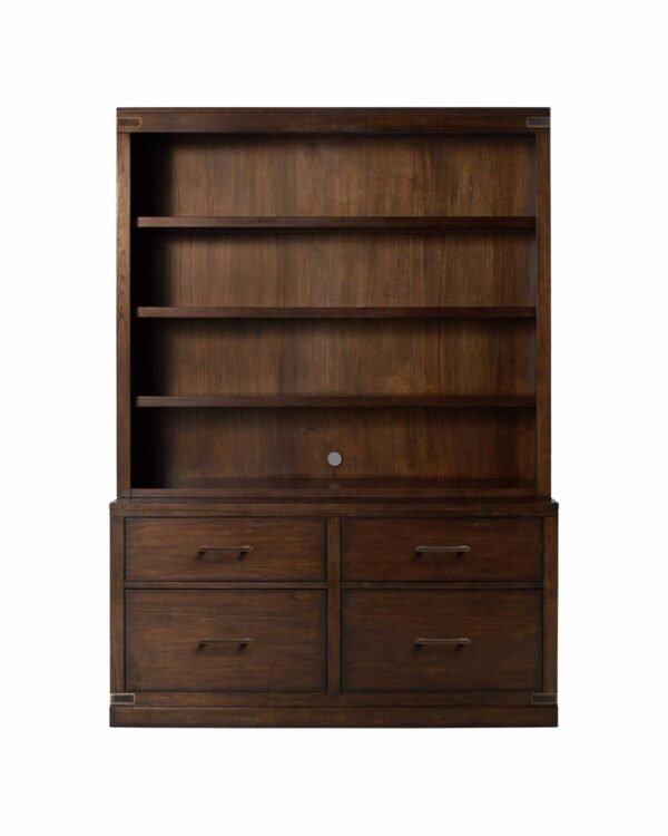 Wooden Bookcase with File Storage