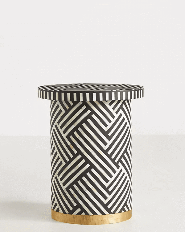 Striped Bone Inlay Side Table