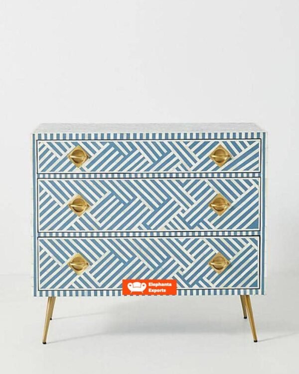 Optical Design Bone Inlay Chest of 3 Drawers