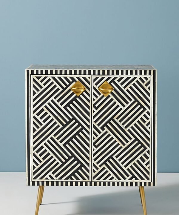 Optical Bone Inlay Cabinet in Black