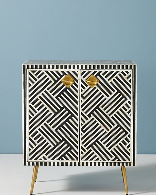 Optical Bone Inlay Cabinet in Black