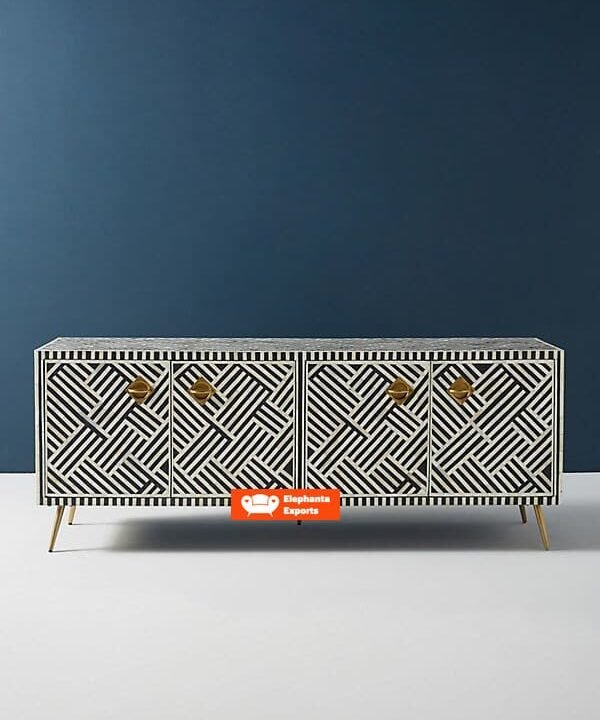 Striped Bone Inlay Media Console