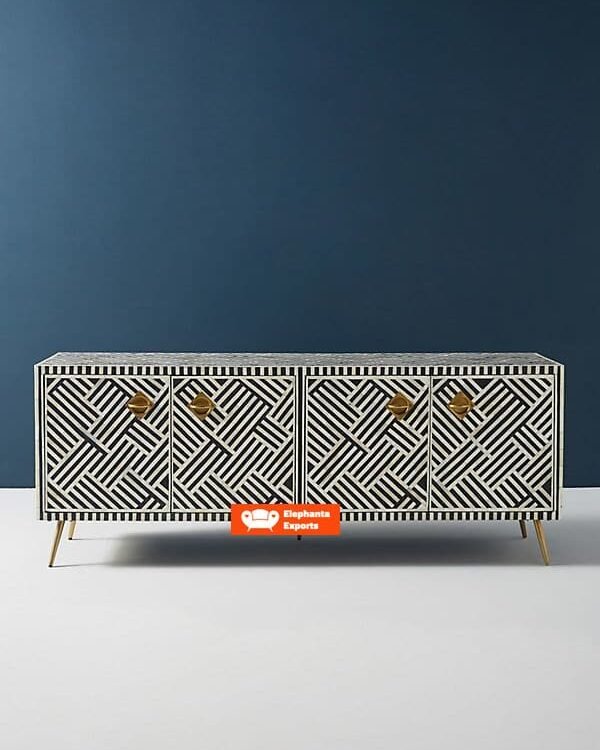 Striped Bone Inlay Media Console