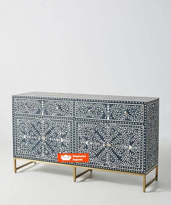 Floral Intertwine Bone Inlay Sideboard / Buffet