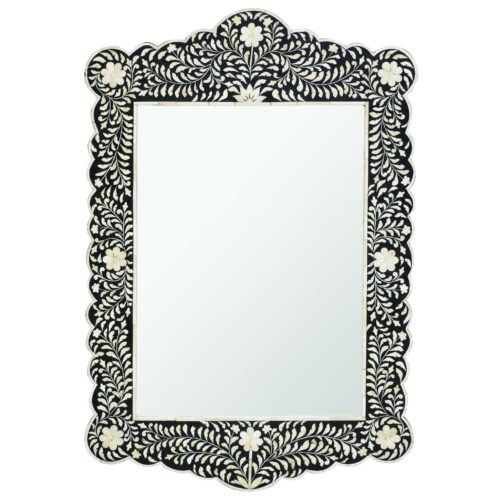 Scalloped Bone Inlay Mirror Floral