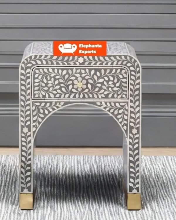 Trisha Bone Inlay Bedside Waterfall Floral Grey