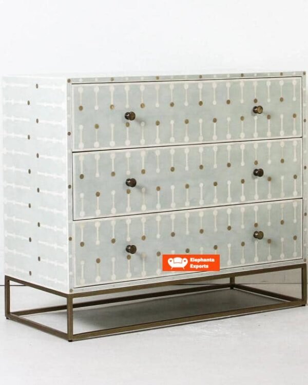 Sprout Design Bone Inlay Chest of 3 Drawers in Mint Green