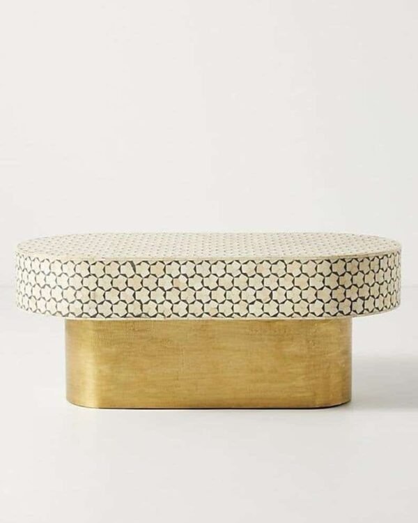 Targua Bone Inlay Coffee Table Oval