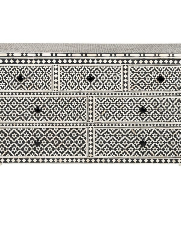 Wallpaper Design Bone Inlay Chest of 7 Drawers