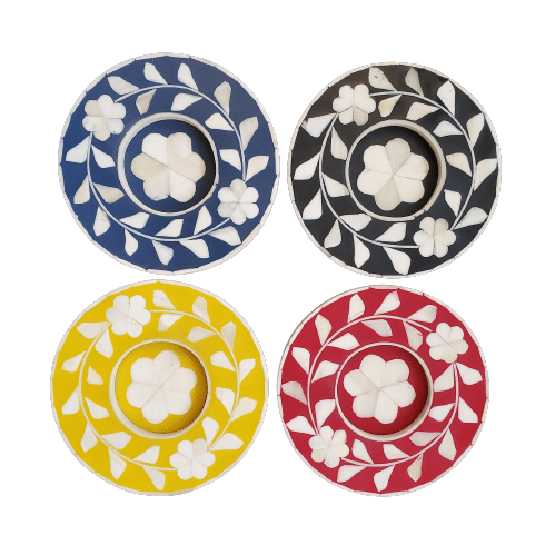 Bone Inlay Tea Light Holders - Set of 4